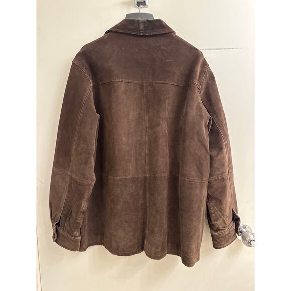 BC Ethics Brown Suede Leather Shacket | 90s Quiet Luxury Western Fall Layer L - Picture 7 of 7
